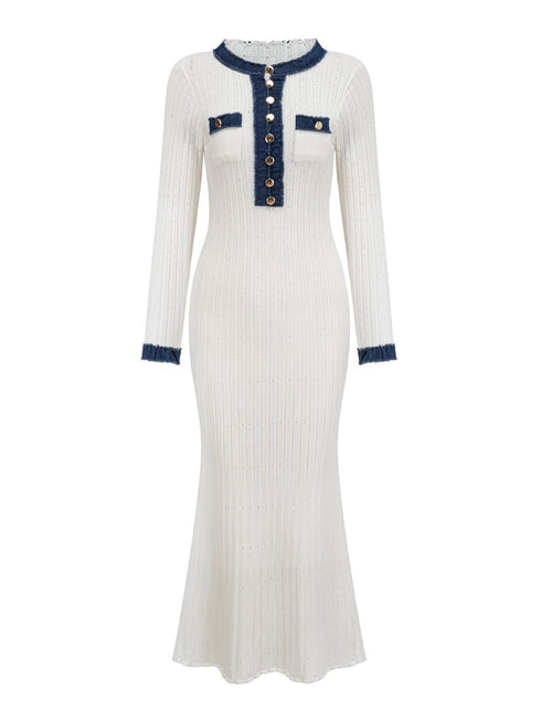'Rhoswen' Knitted Long Sleeve Sweater Dress - Celes Fashion